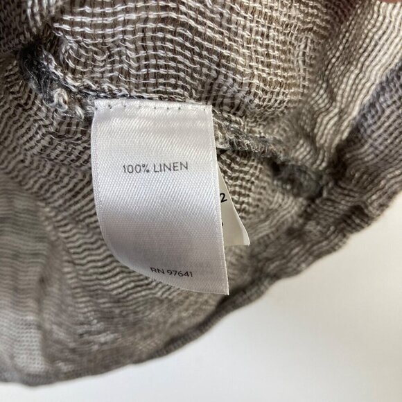 Womens Purejill Linen Top V Neck 3/4/Sleeve Marled Brown XS Open Weave Linen - Picture 8 of 8